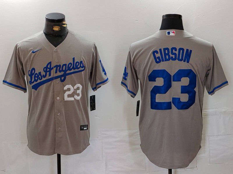 Men Los Angeles Dodgers #23 Gibson Grey Nike Game 2024 MLB Jersey style 3->los angeles dodgers->MLB Jersey